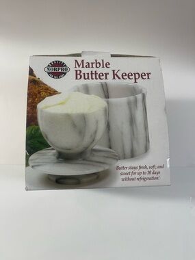 Norpro Marble Butter Keeper - White Marble Finish